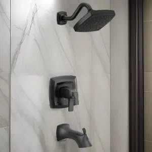 Moen UT4693EPBL Moen Voss Tub/Shower Faucet with Two-Handle Flow Control and Temperature Adjust Valve Trim, Lever Handles, M-Core 4, Thermostatic Cartridge, Matte Black- UT4693EPBL