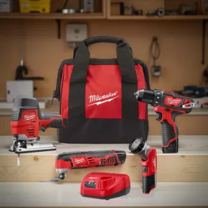 Milwaukee 2407-22C Milwaukee M12 12V Lithium-Ion Cordless 3/8 in. Drill/Driver Kit with (2) 1.5 Ah Batteries, Charger and Tool Bag - 2407-22C
