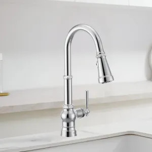Moen FS72003 Moen Paterson Chrome Single-Handle High-Arc Pulldown Kitchen Faucet with 4-Water Filter Function Spray Wand, WaterSense, PowerClean, ADA-Compliant, 1.5 GPM - FS72003