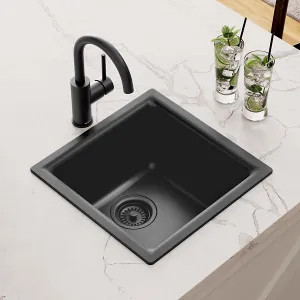Elkay ELG1616MB0 Elkay Quartz Classic Dual Mount Single Bowl Bar Sink with Rear Center Drain, Matte Black - ELG1616MB0