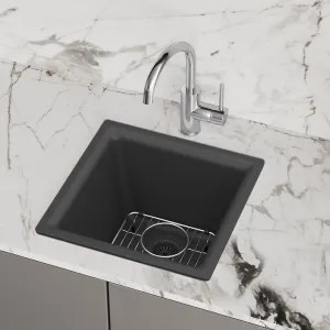 Elkay ELG1616MB0C Elkay Quartz Classic Dual Mount Single Bowl Bar Sink Kit with Bottom Grid, Drain, and Cleaning Kit, Matte Black - ELG1616MB0C