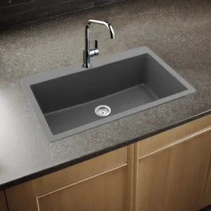 Elkay ELGR13322GT0 Elkay Quartz Classic Graphite 33in x 20-7/8in x 9-7/16in Drop-in with Rear Center Drain, Single Bowl Sink - ELGR13322GT0