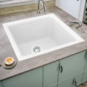 Elkay ELX1616FX0 Elkay Quartz Luxe Arctic Fox Bar Sink, 15-3/4in x 15-3/4in x 7-11/16in Dual Mount Single Bowl Sink - ELX1616FX0