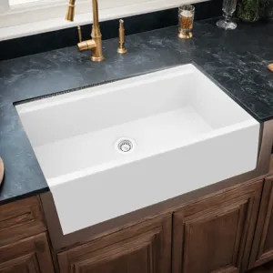 Elkay ELXUFP362010FX0 Elkay Quartz Luxe Arctic Fox 36in x 22in x 9in Single Bowl Apron Farmhouse Workstation Kitchen Sink Kit with Cutting Board, Drain  - ELXUFP362010FX0  