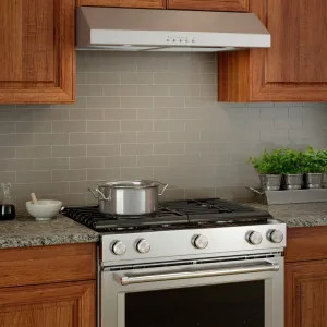 Broan BCSQ130SS Broan-NuTone Glacier 30-Inch Convertible Under-Cabinet Range Hood, 375 CFM, Stainless Steel - BCSQ130SS