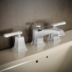 Moen TV6220 Moen Boardwalk Two Handle Low Arc Widespread Lavatory Bathroom Faucet with M-PACT Valve System, ADA, 1.2 GPM, Chrome - TV6220