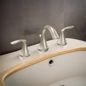 Moen TV6420BN Moen Eva Two-Handle High-Arc Widespread Bathroom Faucet with M-PACT Valve, ADA, 1.2 GPM, Brushed Nickel - TV6420BN