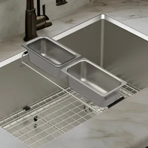 Moen 215819 Moen Luxe Chef Workstation System Two Prep Bins with Clear Plastic Lids, Stainless Steel - 215819