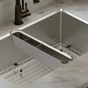 Moen 215817 Moen Luxe Chef Workstation System Two-Compartment Utensil Bin, Stainless Steel - 215817