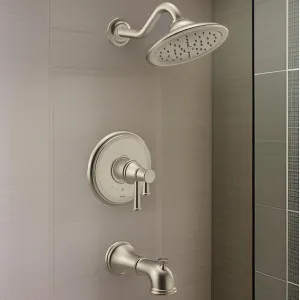 Moen UT4313EPBN Moen Belfield Tub/Shower Faucet with Two-Handle Flow Control and Temperature Adjust Valve Trim, Lever Handles, M-Core 4, Thermostatic Cartridge, Brushed Nickel - UT4313EPBN