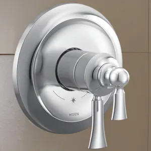 Moen UT45501 Moen Wynford Two-Handle Valve Only Trim w/ Flow Control and Temperature Adjust, Lever Handle, M-Core 4, Thermostatic Cartridge, Chrome - UT45501