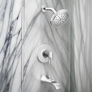 Moen UTS4203EP Moen Doux Tub/Shower Faucet with Two-Handle Flow Control and Temperature Adjust Valve Trim, Lever Handles, M-Core 4, Thermostatic Cartridge, Chrome - UTS4203EP