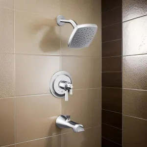 Moen UTS4913EP Moen Flara Tub/Shower Faucet with Two-Handle Flow Control and Temperature Adjust Valve Trim, Lever Handles, M-Core 4, Thermostatic Cartridge, Chrome - UTS4913EP
