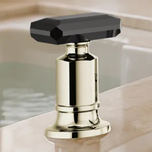 Brizo HK676-PNBC Brizo Invari Roman Tub Faucet Handle Kit w/ Black Crystal Knob, ADA, Brilliance Polished Nickel - HK676-PNBC