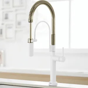 Brizo 64375LF-MWPNLHP Brizo Odin SmartTouch Semi-Professional Kitchen Faucet, Less Handle, TempID, MagneDock, DIAMOND Seal, 1.8 GPM, Matte White/Brilliance Polished Nickel - 64375LF-MWPNLHP