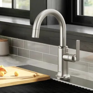 Brizo 61306LF-C-SS-L Brizo Kintsu Single Handle Beverage Faucet with Arc Spout, Air Gap, DIAMOND Seal, 1.5 GPM, Lumicoat Stainless - 61306LF-C-SS-L