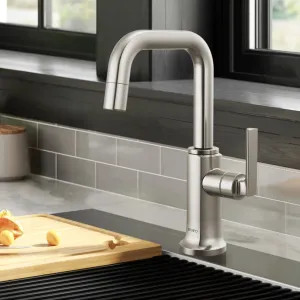 Brizo 61307LF-C-SS-L Brizo Kintsu Single Handle Beverage Faucet with Square Spout, Air Gap, DIAMOND Seal, 1.5 GPM, Lumicoat Stainless - 61307LF-C-SS-L