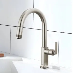 Brizo 63006LF-SSLHP-L Brizo Kintsu Single-Handle Pull-Down Kitchen Faucet w/ Arc Spout, Less Handle, 1.8 GPM, Lumicoat Stainless - 63006LF-SSLHP-L