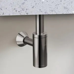 Brizo BT041142-BNX Brizo Bottle Trap with Escutcheon and Removable Cleanout Cover, Brass, Brilliance Black Onyx - BT041142-BNX