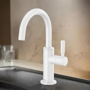 Brizo 61320LF-C-MW Brizo Single-Handle Cold Water Beverage Faucet with Arc Spout, DIAMOND Seal, Lever Handle, ADA, 1.5 GPM, Matte White - 61320LF-C-MW