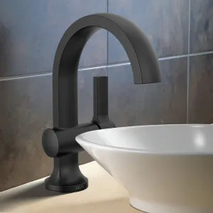 Delta 15855LF-BL Delta Albion Single Handle Bathroom Faucet, Pop-up with Over Flow, ADA, 1.2 GPM, Matte Black - 15855LF-BL