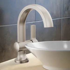 Delta 15855LF-SP Delta Albion Single Handle Bathroom Faucet, Pop-up with Over Flow, ADA, 1.2 GPM, Spotshield Brushed Nickel - 15855LF-SP