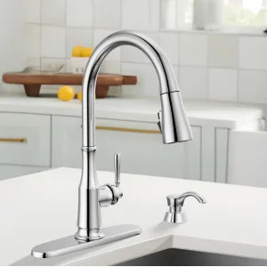 Delta 19877Z-SD-DST Delta Capertee Single Handle Pull-Down Kitchen Faucet with Soap Dispenser, ShieldSpray, Diamond Seal, ADA, 1.8 GPM, Chrome - 19877Z-SD-DST