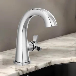 Delta 5776-PR-MPU-DST Delta Stryke Single Handle Deck Mounted Bathroom Faucet With Drain, Helo Spoke, 1.2 GPM, Lumicoat Chrome - 5776-PR-MPU-DST