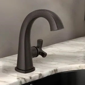Delta 5776-RBMPU-DST Delta Stryke Single Handle Deck Mounted Bathroom Faucet With Drain, Helo Spoke, 1.2 GPM, Venetian Bronze - 5776-RBMPU-DST