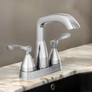 Delta 25776-PR-MPU-DST Delta Stryke Angled Spout Centerset Lavatory Faucet With Metal Pop-Up, Two-Handle, DIAMOND Seal, Lever Handles, 1.2 GPM, Lumicoat Chrome - 25776-PR-MPU-DST