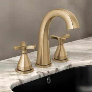 Delta 357756-CZ-PR-MPU-DST Delta Stryke Widespread Bathroom Faucet With Metal Pop-Up, Deck Mount, Two Handles, Diamond Seal, 1.2 GPM, Lumicoat Champagne Bronze - 357756-CZ-PR-MPU-DST