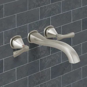 Delta T5776-SS-PR-WL Delta Stryke Two-Handle Wall-Mount Tub Faucet Trim, Lever Handles, 8 GPM, Lumicoat Stainless - T5776-SS-PR-WL