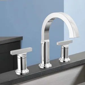 Delta 355887-PR-DST Delta Tetra Widespread Bathroom Faucet, Two T-Lever Handles, DIAMOND Seal, ADA, 1.2 GPM, Lumicoat Chrome - 355887-PR-DST