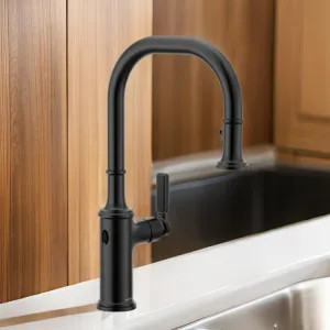 Moen 7770EWBL Moen Smyth One-Handle, High Arc Pulldown Kitchen Faucet, MotionSense Wave, 1.5 GPM, Matte Black - 7770EWBL