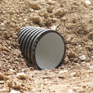   18” Double Wall Corrugated Pipe, Plain End, HDPE, White - 5’ Length