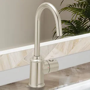 Moen IH7600NL Moen SIP Traditional Instant Hot Water Beverage Faucet, Single-Knob Handle with Push Button, High Arc, Open Vent, 1.5 GPM, Polished Nickel - IH7600NL