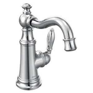 Moen S42107 Moen Weymouth Chrome Single-Handle High Arc Bathroom Faucet with Metal Pop-Up, 1.2 GPM, Single-Hole, Lever Handle, WaterSense - S42107