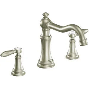 Moen TS42108BN Moen Weymouth High Arc Widespread Brushed Nickel Bathroom Faucet with Lever Handles, Duralock, ADA, WaterSense, 1.2 GPM, 60 PSI, Three-Holes - TS42108BN