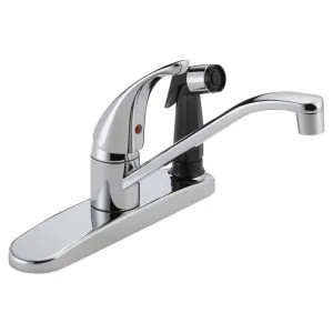Peerless P114LF Peerless Core Single Handle Kitchen Faucet w/ Black Side Spray in Deck Plate, Chrome - P114LF