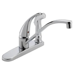 Peerless P188400LF Peerless Single Handle Kitchen Faucet w/ Side Spray in Deck Plate, Chrome - P188400LF