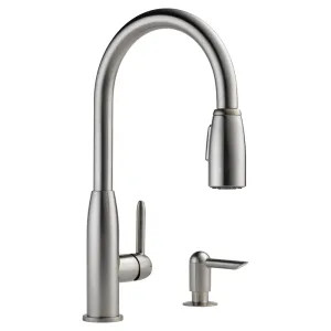Peerless P188103LF-SSSD Peerless Stainless Single Handle Pull-Down Kitchen Faucet with Soap Dispenser, Touch-Clean, ADA, 1.5 GPM - P188103LF-SSSD