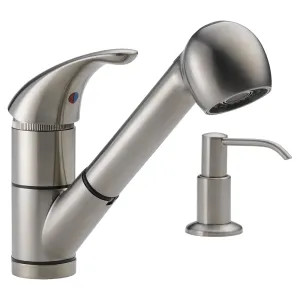 Peerless P18550LF-SSSD Peerless Single Handle Pull-Out Kitchen Faucet w/ Soap Dispenser, Stainless Steel - P18550LF-SSSD