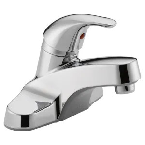 Peerless P131LF Peerless Centerset Bathroom Faucet with Red/Blue Indicator, Standard Spout, Single-Handle, 1.0 GPM, Lever Handle, ADA, WaterSense, Chrome - P131LF