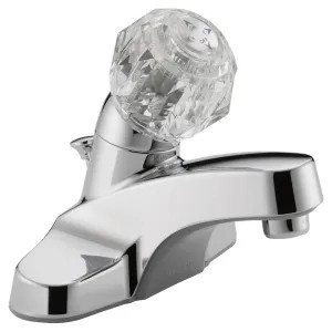 Peerless P135LF Peerless Centerset Bathroom Faucet with Plastic Pop-Up Drain, Standard Spout, Single-Handle, 1.2 GPM, Clear Knob Handle, WaterSense, Chrome - P135LF