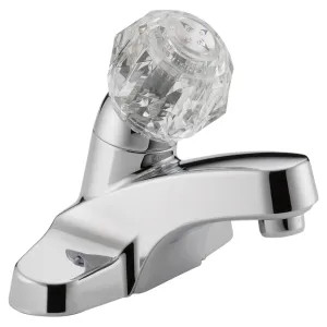 Peerless P188601LF Peerless P188601LF Single Handle Centerset Lavatory Faucet w/ Metal Pop-up Drain, Clear Knob, Chrome