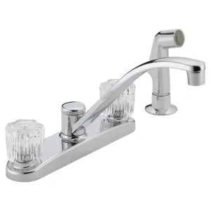 Peerless P299501LF Peerless Two Handle Kitchen Faucet w/ Side Spray, Crystal Knob Handles, Chrome - P299501LF