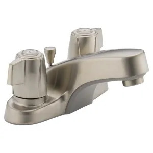 Peerless P246LF-BN-M Peerless Centerset Bathroom Faucet with Metal Pop-Up Drain, Standard Spout, Two-Handle, 1.0 GPM, Mini Blade Handle, WaterSense, Brushed Nickel - P246LF-BN-M
