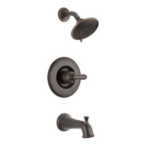 Delta T14494-RB Delta Linden Monitor 14 Series Single-Handle Tub/Shower Faucet with 5-Setting Rain Showerhead, 1.75 GPM, Lever Handle, ADA, Venetian Bronze - T14494-RB