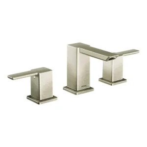 Moen TS6720BN Moen TS6720BN 90-Degree Two-Handle Widespread Low Arc Bathroom Faucet, Brushed Nickel
