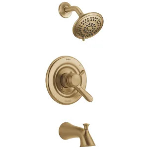 Delta T17438-CZ Delta Lahara Monitor 17 Series Two-Handle Tub/Shower Faucet with Volume Control, 5-Setting Showerhead, 1.75 GPM, Lever Handles, Champagne Bronze - T17438-CZ